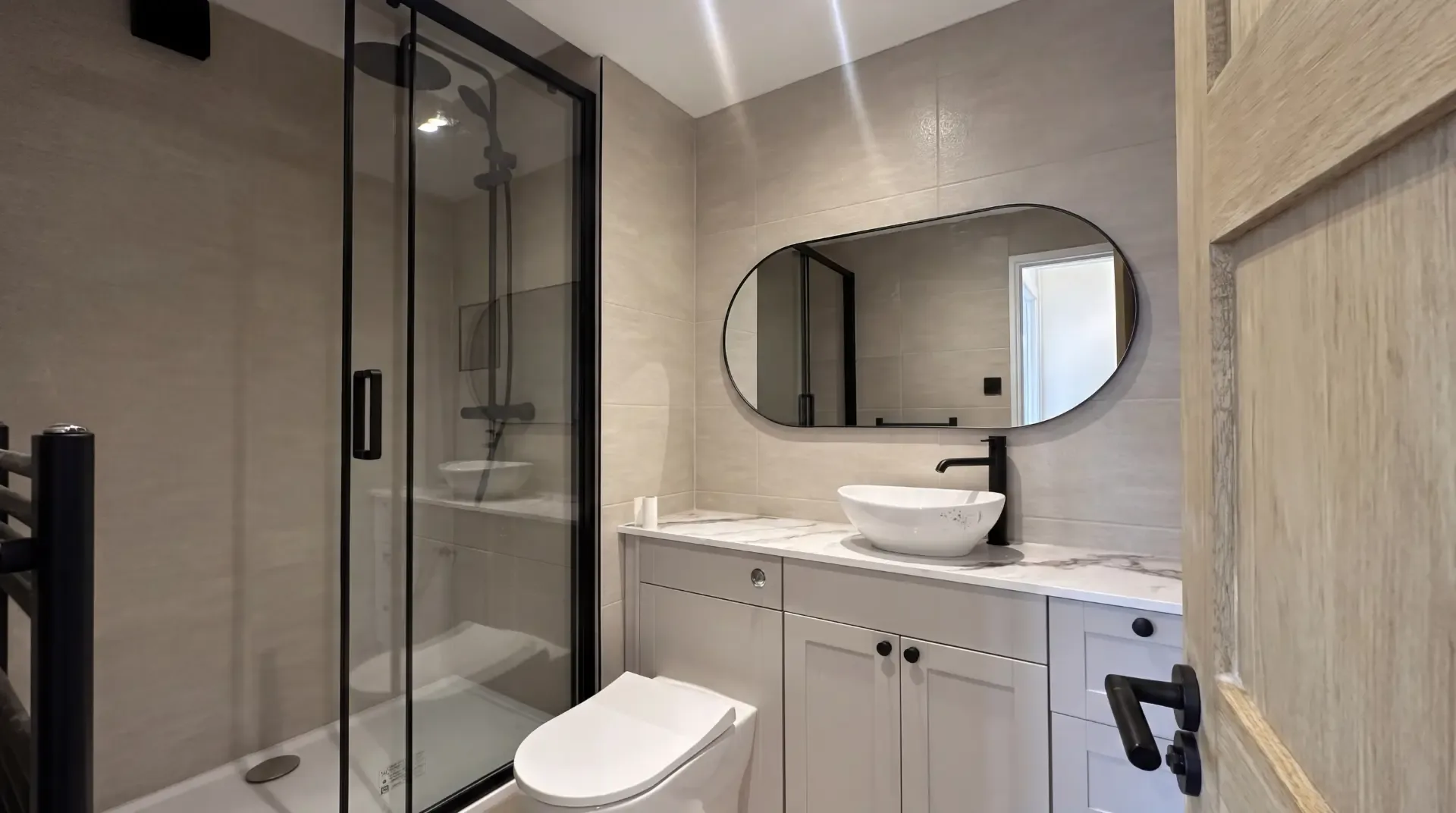 Completed bathroom in the refurbished Battersea flat